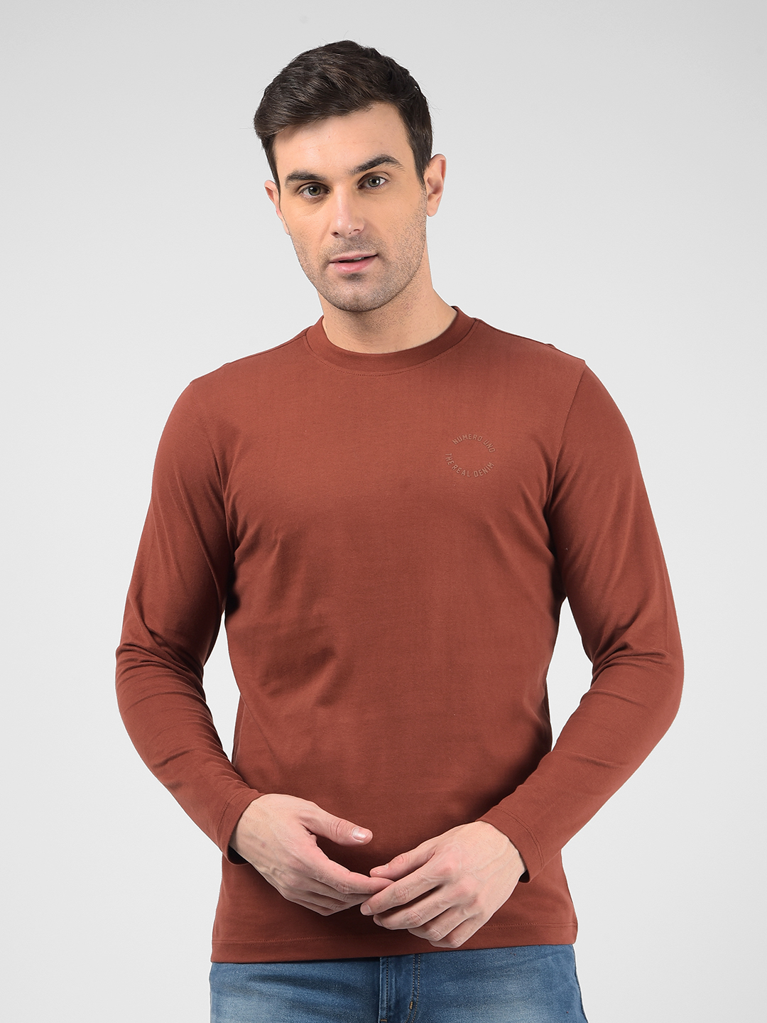 Numero Uno Men Solid Brown T-Shirt